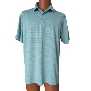 Rhoback Performance Golf Polo Shirt Men Large Striped Short Sleeve Embroidery